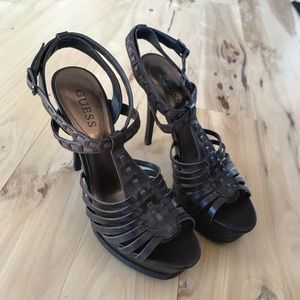 Guess Brown Strappy Heels